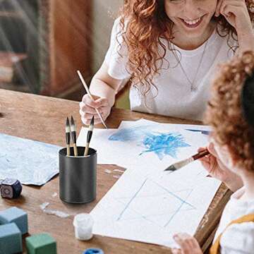 Vaydeer Metal Pen Holder Aluminum Pencil Holder for desk, Round Desktop Organizer and Black Pencil C...