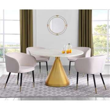 Meridian Furniture Emery Collection Modern Dining Table with Genuine Marble Top