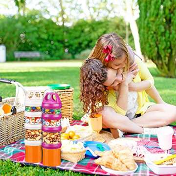 BeneLabel Stackable Food Storage Containers with Twist Lock System - BPA-Free Tritan Containers for Travel, Formula, Protein Powder, Snacks - Leakproof & Dishwasher Safe (Red and White, 31oz per)