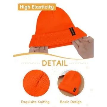 Glooarm Baby Beanie, Toddler Beanie Baby Boys Girls Beanies Kids Knit Winter Hats Newborn Infant Cuffed Caps, 0-6 Years Orange