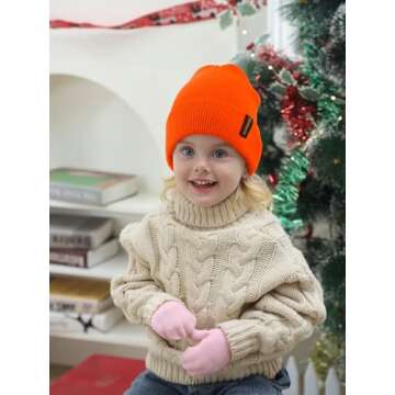 Glooarm Baby Beanie, Toddler Beanie Baby Boys Girls Beanies Kids Knit Winter Hats Newborn Infant Cuffed Caps, 0-6 Years Orange