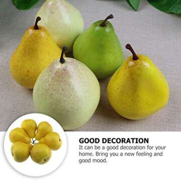 Wakauto 6pcs Fake Pear Artificial Fruit Faux Pears for Home Shop Supermarket Props Fruit Shop Desk O...