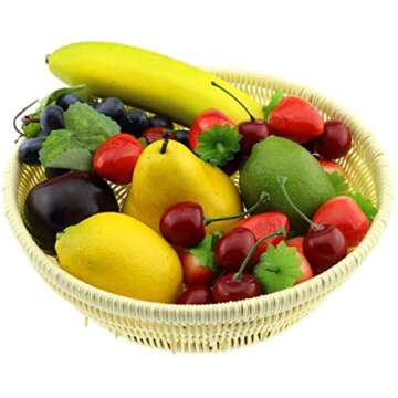 Wakauto 6pcs Fake Pear Artificial Fruit Faux Pears for Home Shop Supermarket Props Fruit Shop Desk Office Restaurant Kitchen Decoration Yellow