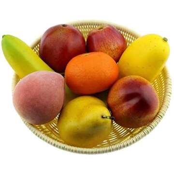 Wakauto 6pcs Fake Pear Artificial Fruit Faux Pears for Home Shop Supermarket Props Fruit Shop Desk Office Restaurant Kitchen Decoration Yellow