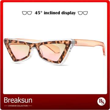 Breaksun Fashion Cat Eye Sunglasses - Retro Vintage Style with Tinted Lens
