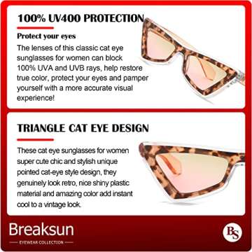 Breaksun Cat Eye Sunglasses for Women - Vintage Style