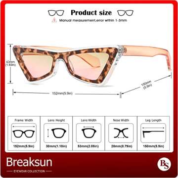 Breaksun Cat Eye Sunglasses for Women - Vintage Style