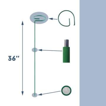 MTB SUPPLY Green 36 inch Single Stem Plant Stakes Flower Support Rings, Pack of 10,Gardening Planter...