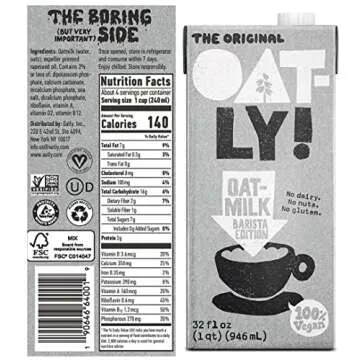 Oatly Original Barista, 4 Pack, 32 fl oz, Coffee Rx Barista Edition Packaged, Packaging Will Vary