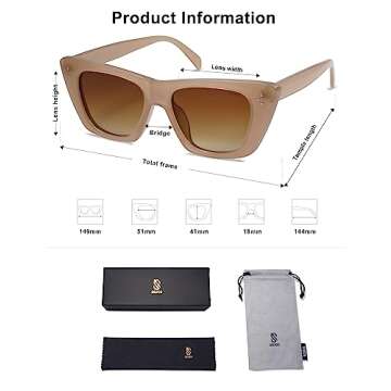 SOJOS Retro Trendy Cat Eye Polarized Sunglasses for Women Cute Stylish UV400 Sunnies SJ2199, Milky Brown/Brown