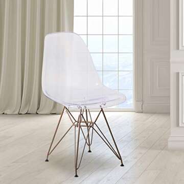 Flash Furniture Elon Series Ghost Chair with Gold Accents