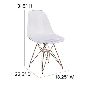 Flash Furniture Elon Series Ghost Chair with Gold Accents