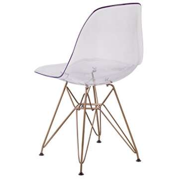 Flash Furniture Elon Series Ghost Chair with Gold Accents