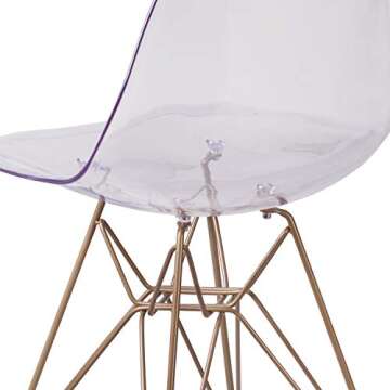 Flash Furniture Elon Series Ghost Chair with Gold Accents