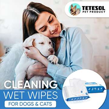 Tetesol Dog Wipes for Dogs Cats, 200 Count All Purpose Cleaning Pet Wipes, Dog Ear Wipes, Quick Easy...