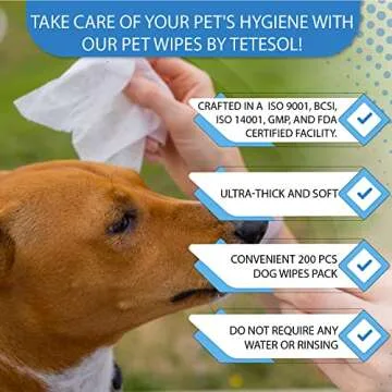 Tetesol 200 Count Dog Wipes for Easy Pet Cleaning