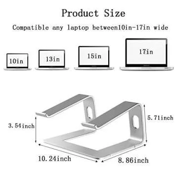 Laptop Stand for Desk Portable Tray Vertical Holder Ergonomic Mac Riser for Bed and Sofa Lap for MacBook Pro Air Netbook Tablet 10 to 17 inch -Silver
