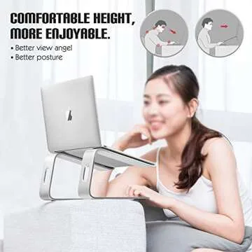 Laptop Stand for Desk Portable Tray Vertical Holder Ergonomic Mac Riser for Bed and Sofa Lap for MacBook Pro Air Netbook Tablet 10 to 17 inch -Silver
