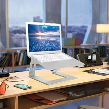 Laptop Stand for Desk Portable Tray Vertical Holder Ergonomic Mac Riser for Bed and Sofa Lap for MacBook Pro Air Netbook Tablet 10 to 17 inch -Silver
