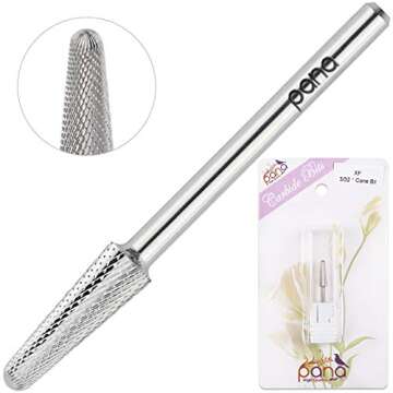 USA PANA Professional 3/32" Shank Size - Cone Shape Carbide Bit - Nail Drill Bit for Manicure Pedicure Tools Dremel Machine - Gold, Silver (Extra Fine, Silver)