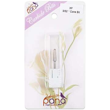 USA PANA Professional 3/32" Shank Size - Cone Shape Carbide Bit - Nail Drill Bit for Manicure Pedicure Tools Dremel Machine - Gold, Silver (Extra Fine, Silver)