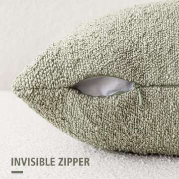 Foindtower Pack of 2 Textured Boucle Throw Pillow Covers Accent Solid Pillow Cases Cozy Soft Decorat...