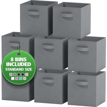 Royexe Cube Storage Organizer Bins - Durable 8 Pack Grey Storage Bins for Effortless Organization
