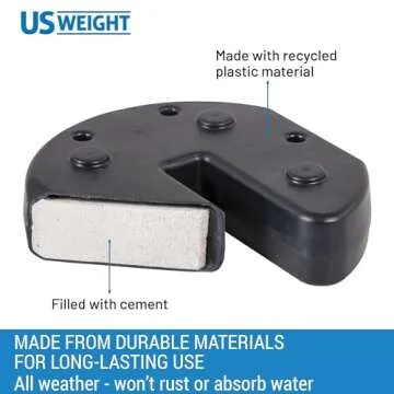 US Weight 20 Pound Canopy Weight Set of 4 with No-Pinch Design - Easy Installation and Removal to Secure Tents, Canopies, and Umbrellas at Outdoor Events