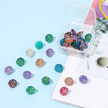 30pcs Push Pins, Shiny Diamond Push Pins Glitter Rhinestone Decorative Thumb Tacks for Wall Hangings, Bulletin Board, Maps,Office Wall