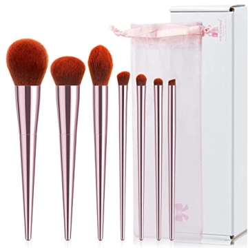 7Pcs Pink Makeup Brushes Set by YUESHENNAN for Beginners