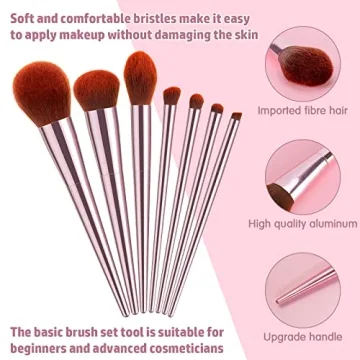 7-Piece Essential Pink Makeup Brushes Set by YUESHENNAN