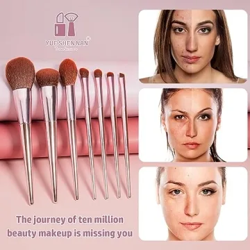 7-Piece Essential Pink Makeup Brushes Set by YUESHENNAN