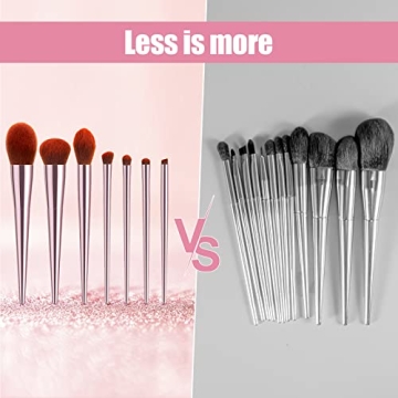 7-Piece Essential Pink Makeup Brushes Set by YUESHENNAN