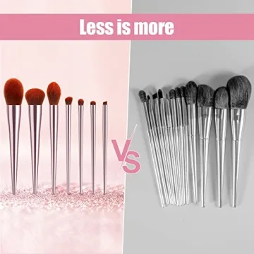 7-Piece Essential Pink Makeup Brushes Set by YUESHENNAN