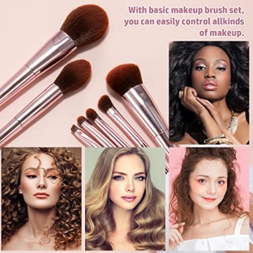 7-Piece Essential Pink Makeup Brushes Set by YUESHENNAN