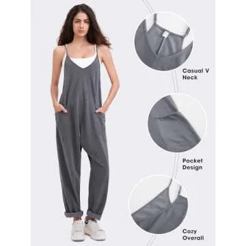 EXLURA Womens Casual Summer Jumpsuits Denim Overalls with Pockets