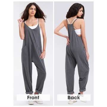 EXLURA Womens Casual Summer Jumpsuits Denim Overalls with Pockets