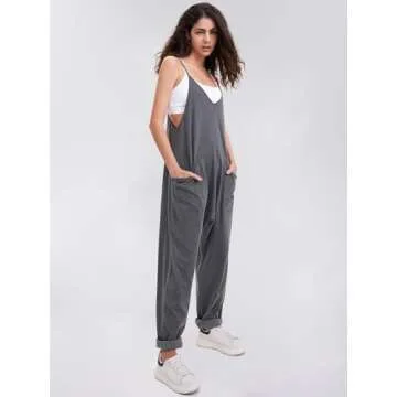EXLURA Womens Casual Summer Jumpsuits Denim Overalls with Pockets