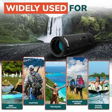Authentic ROXANT Grip Scope High Definition Wide View Monoculars for Adults High Powered - with Retractable Eyepiece & Fully Multi Coated Optical Glass Lens + Bak4 Prism - Monocular Telescope Black