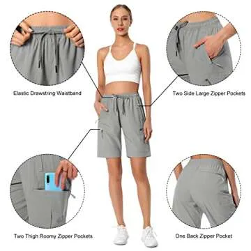 Women’s Lightweight Hiking Cargo Shorts Quick Dry Water Resistant