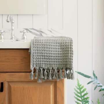 GILDEN TREE Decorative Waffle Hand Towels for Bathroom, 20x35 Large, Quick Drying Fingertip Towel, 2...