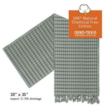 GILDEN TREE Decorative Waffle Hand Towels for Bathroom, 20x35 Large, Quick Drying Fingertip Towel, 2 Pack, Modern Style (Sage Grey)