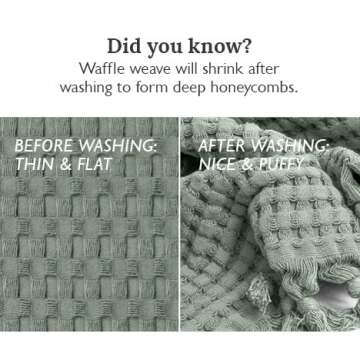 GILDEN TREE Decorative Waffle Hand Towels for Bathroom, 20x35 Large, Quick Drying Fingertip Towel, 2 Pack, Modern Style (Sage Grey)