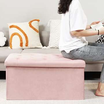 Stylish B FSOBEIIALEO Folding Storage Ottoman in Pink