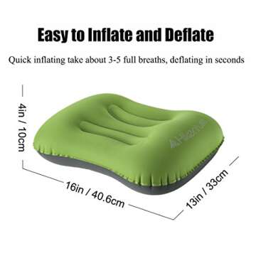 Hikenture Camping Travel Pillow Small Backpacking Pillow - Blow Up Compressible Neck Lumbar Support for Hiking, Travel, Beach
