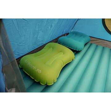 Hikenture Camping Travel Pillow Small Backpacking Pillow - Blow Up Compressible Neck Lumbar Support for Hiking, Travel, Beach