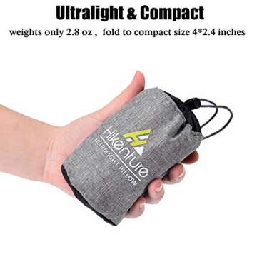 Hikenture Camping Travel Pillow Small Backpacking Pillow - Blow Up Compressible Neck Lumbar Support for Hiking, Travel, Beach