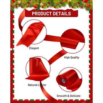 FAKILO Red Satin Ribbon 4 Inch x 22 yd Wide Thick Ribbon for A Grand Opening Business Ribbon Cutting...