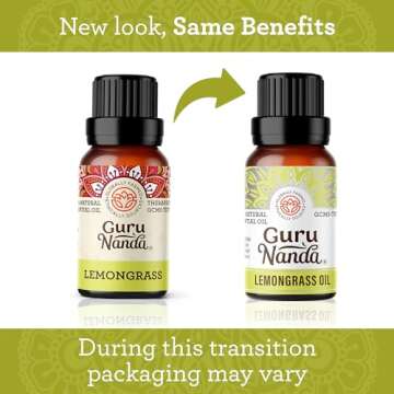 GuruNanda Lemongrass Essential Oil (Pack of 2 x 0.5 Fl Oz) - 100% Pure, Premium Therapeutic Grade Oi...