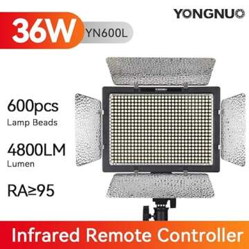 YONGNUO YN600L LED Video Light, with Adjustable Color Temperature 3200K-5600K, for Canon Nikon Pentax Olympus Samsung Panasonic JVC etc. Black